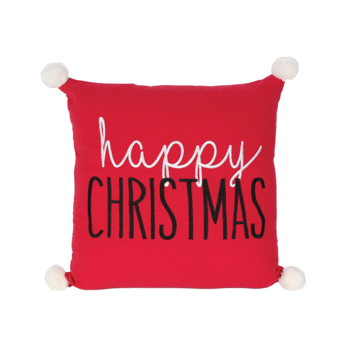 Happy Christmas Pom Pom Cushion – image 1