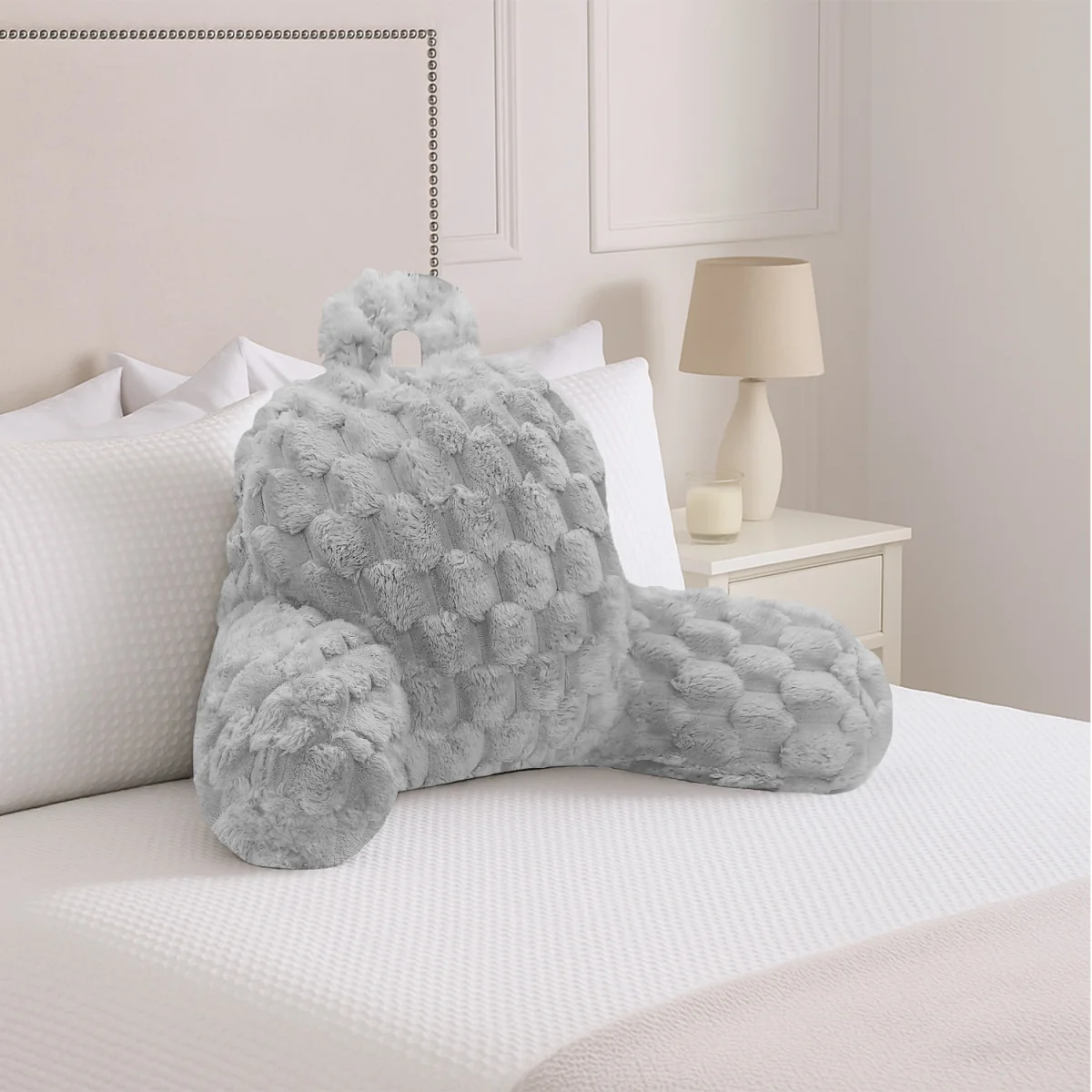 Comforting Back Support Chunky Popcorn Back Cushion - Silver