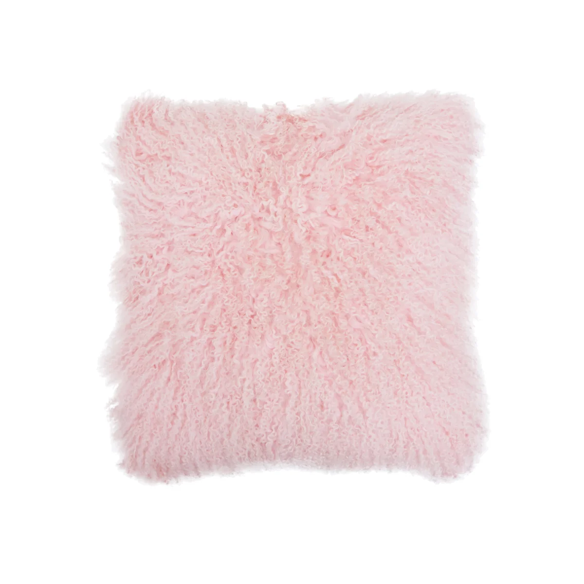 Bosie Real Mongolian Fur Pink Square Cushion - Pink – image 1