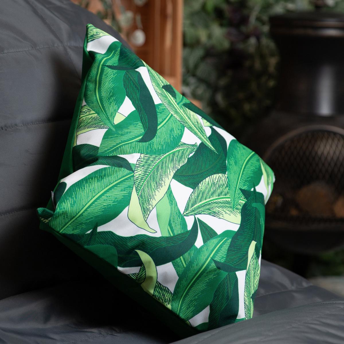 Leaf Print Outdoor Cushion - Green – image 2