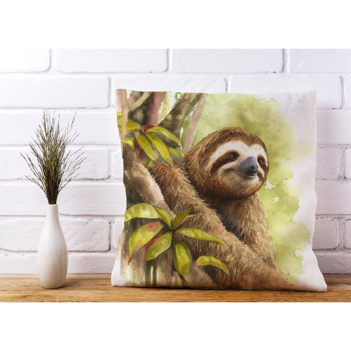 Sloth Watercolour Cushion - Yellow – image 2