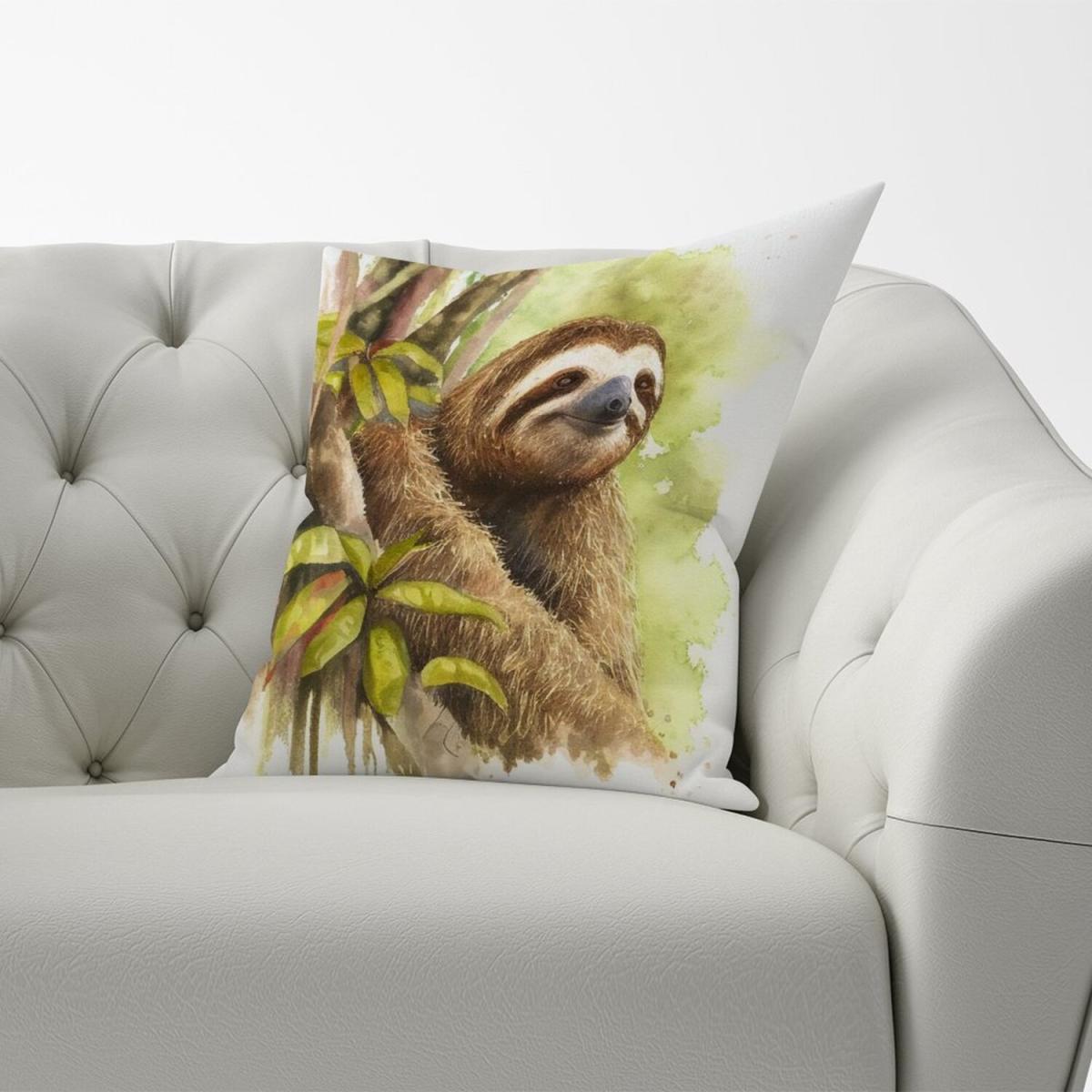 Sloth Watercolour Cushion - Yellow – image 3
