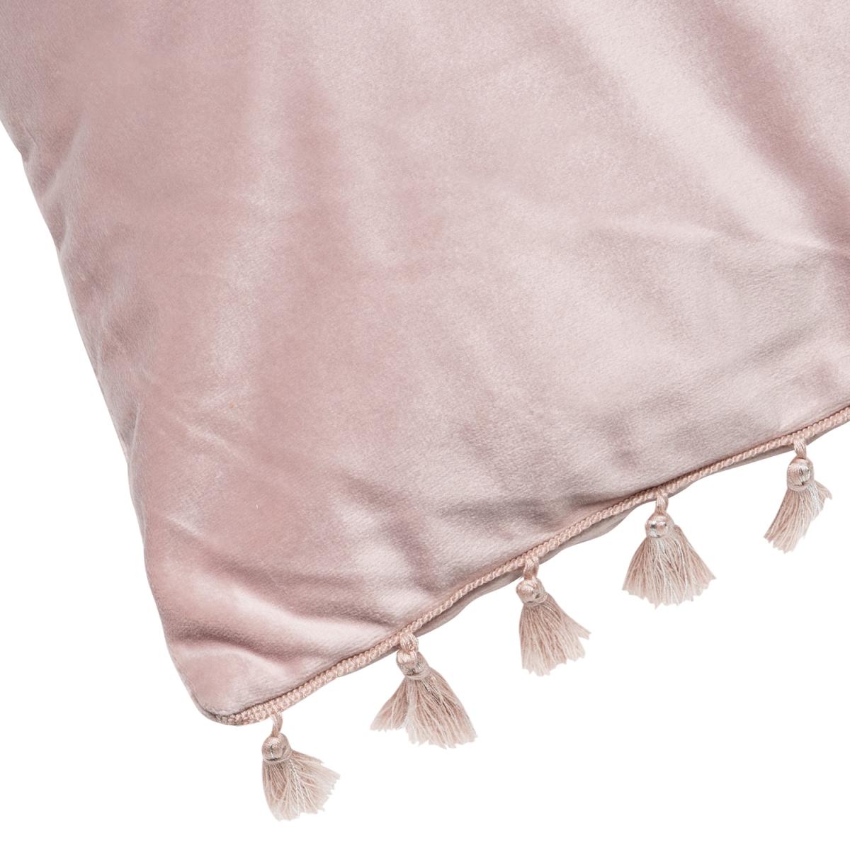 Kesia Tassel Edge Velvet Cushion - Pink – image 2
