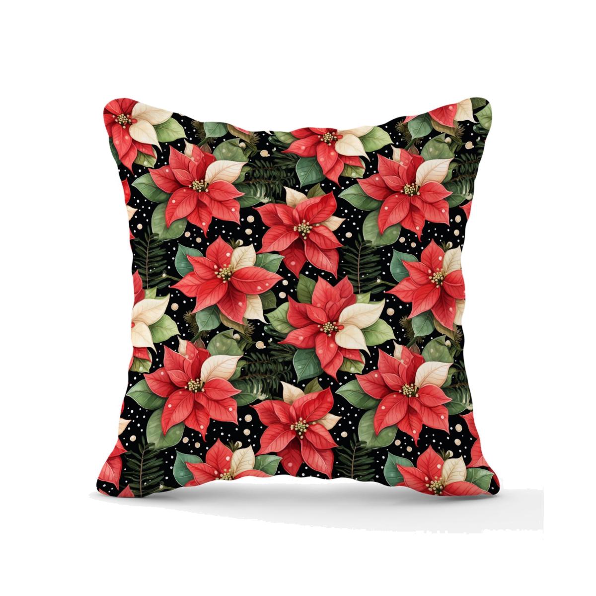 Poinsettia, Watercolor Style Outdoor Cushion - Red / 60cm