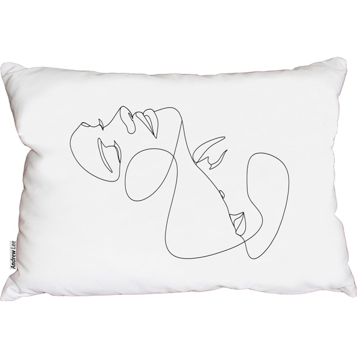 Man And Woman Touch By One Line Cushion - White – image 2