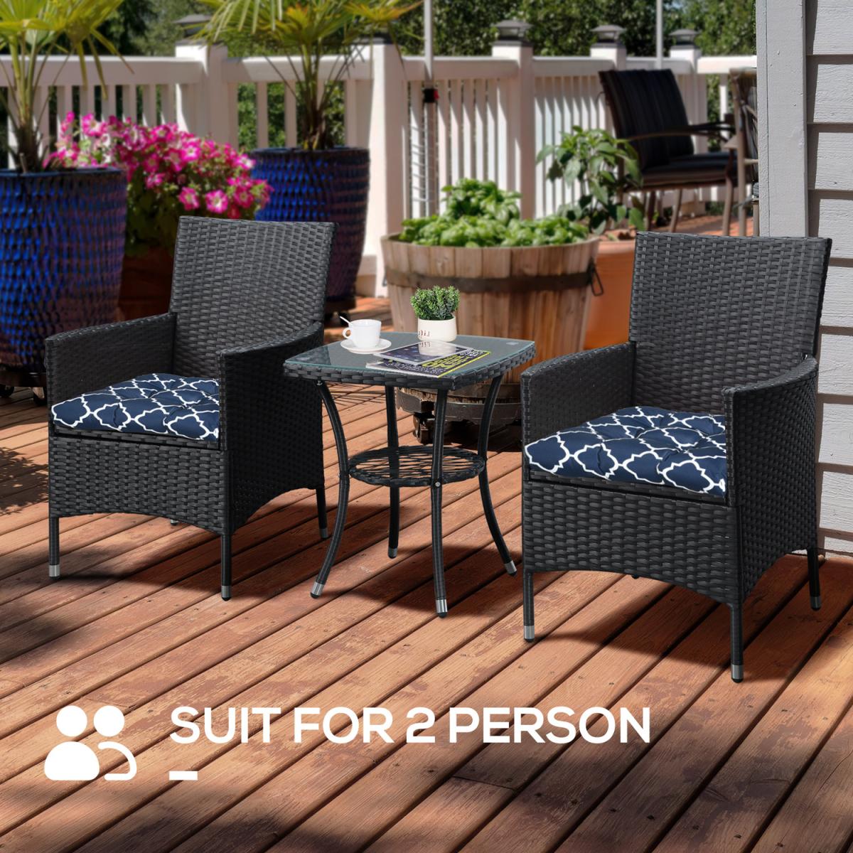 Chair Cushions Seat Pads Set of 2 Indoor Outdoor Seat Cushions with Ties - Blue – image 3