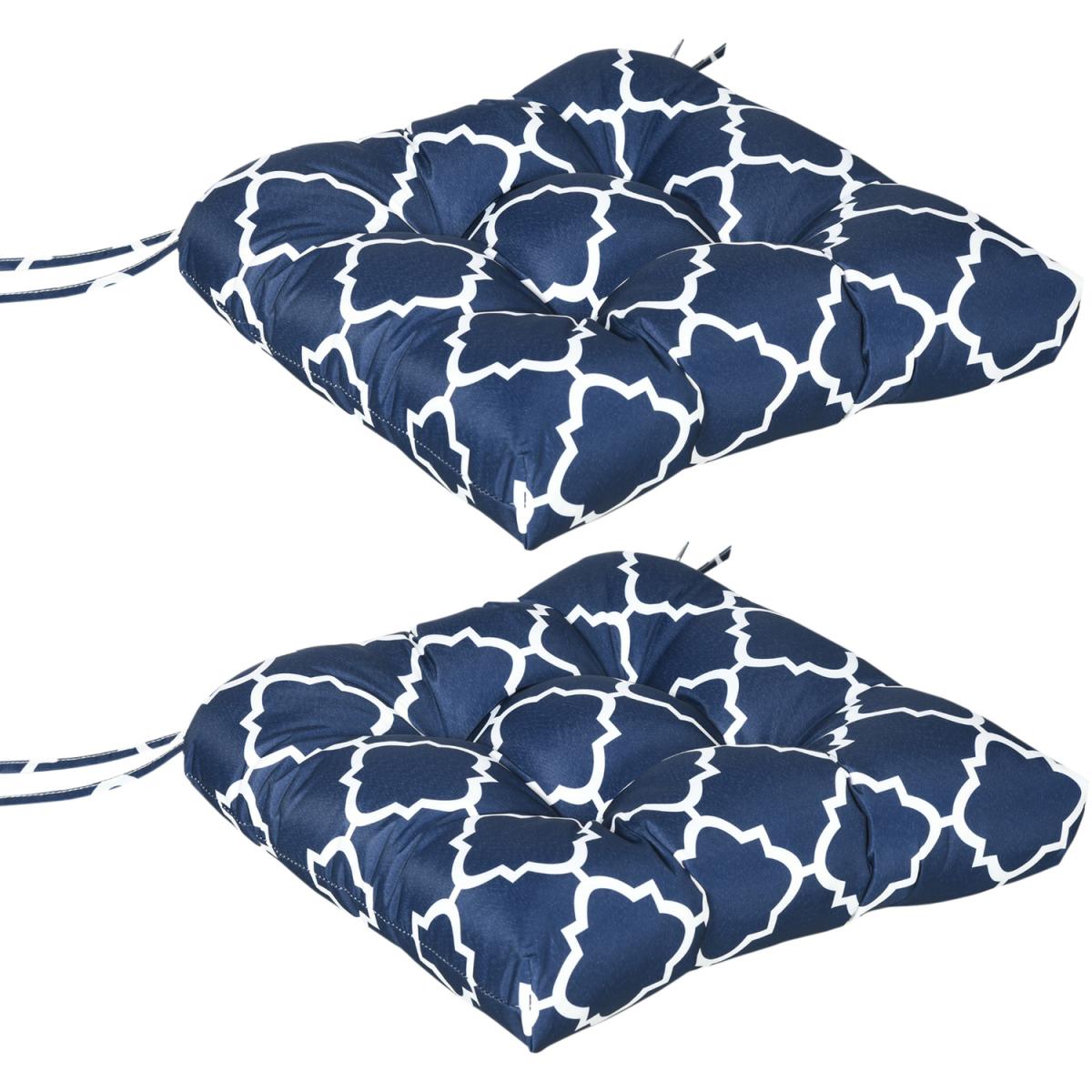 Chair Cushions Seat Pads Set of 2 Indoor Outdoor Seat Cushions with Ties - Blue – image 5