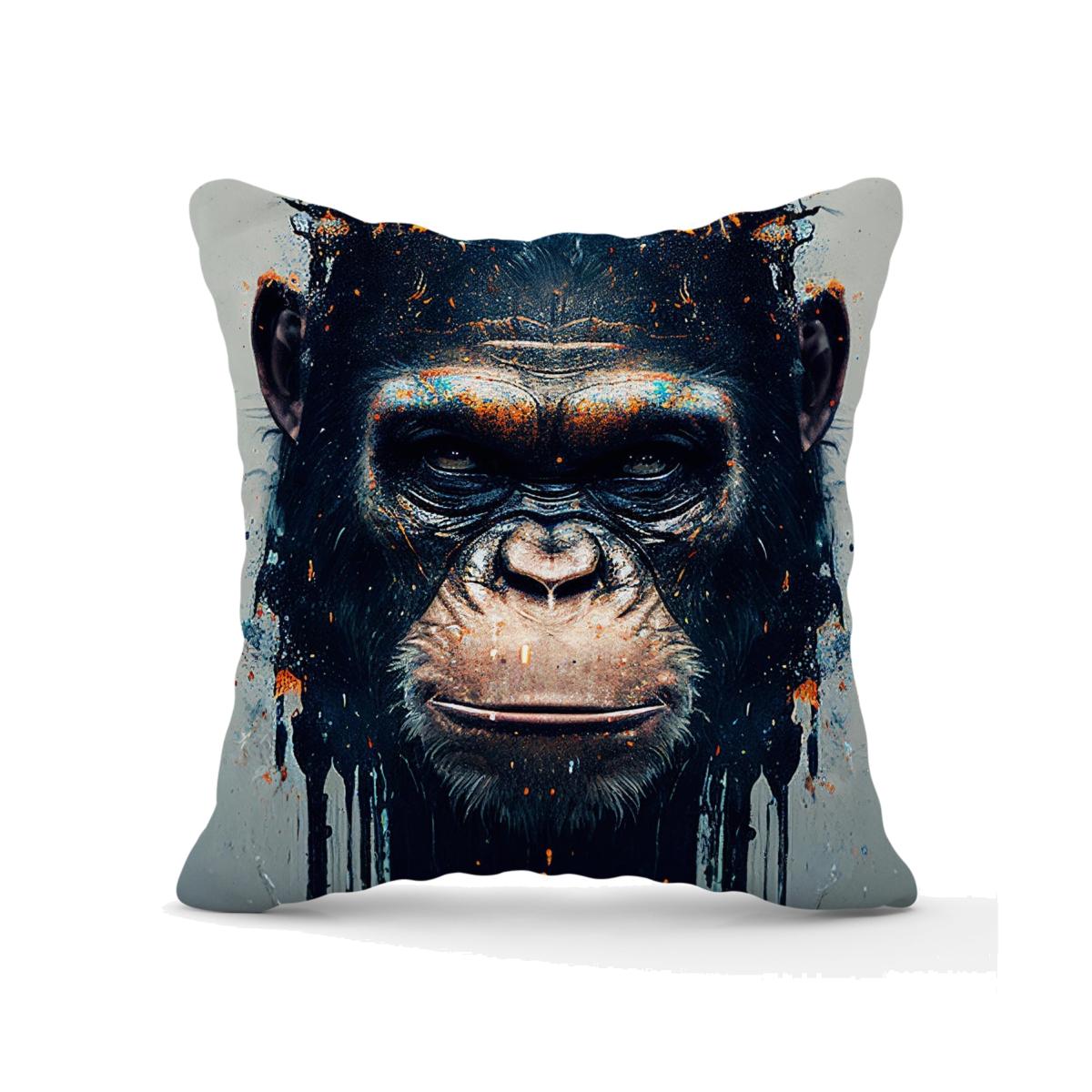 Gorilla Face Splashart Outdoor Cushion - Brown / 60cm