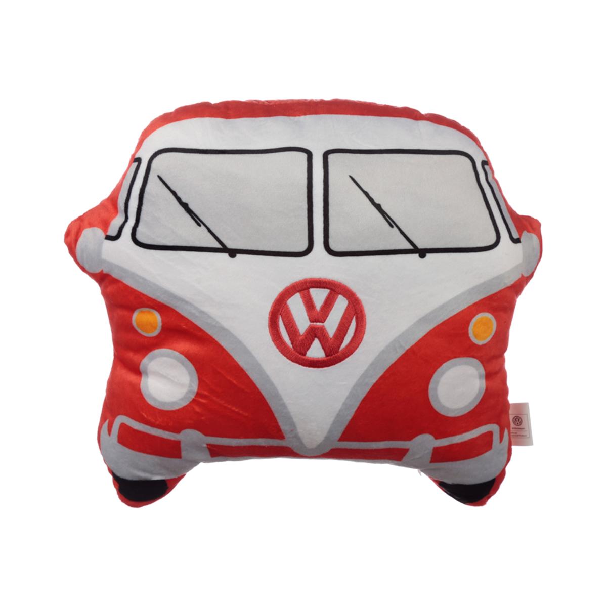 Plush Red Volkswagen VW T1 Camper Bus Shaped Cushion - Red