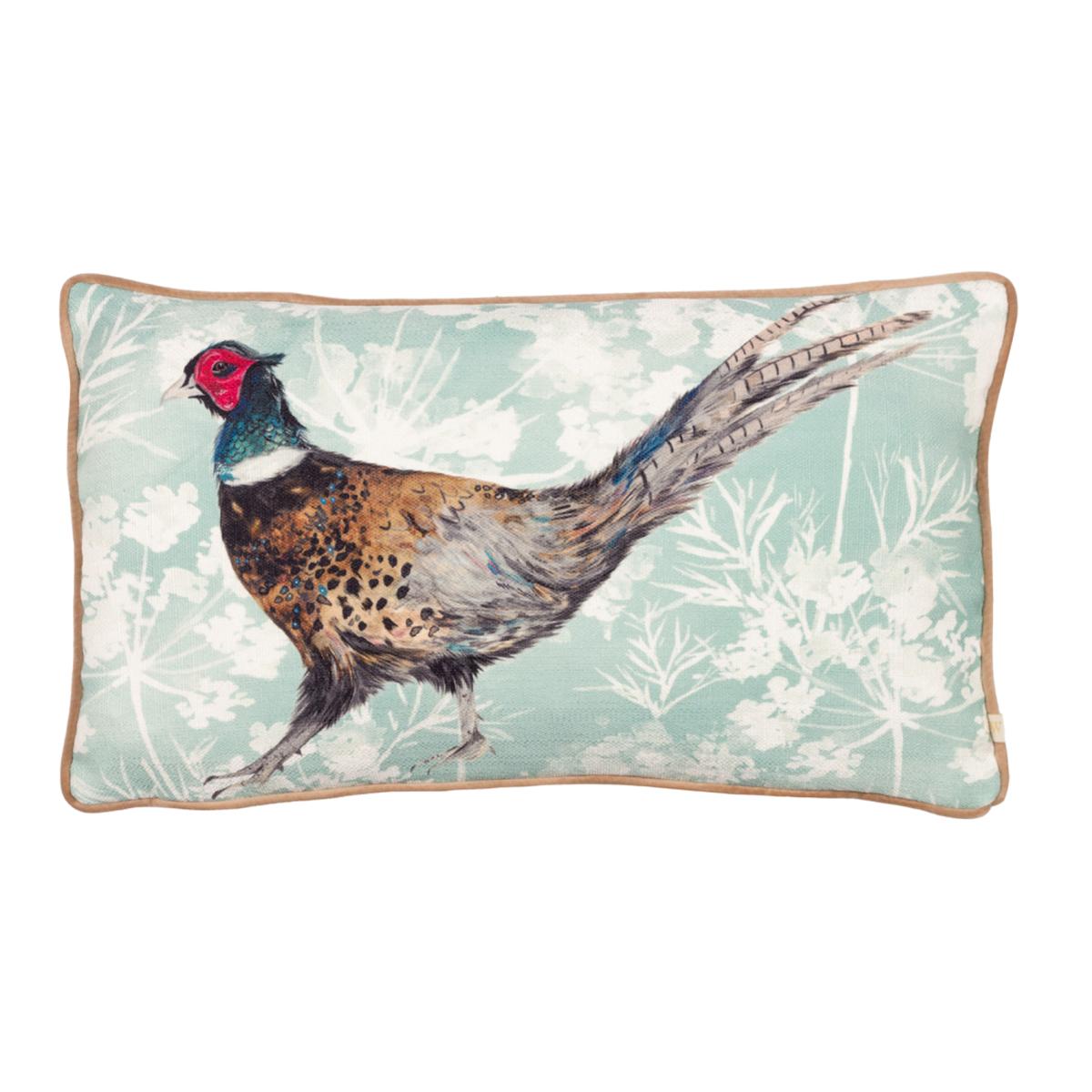 Manor Pheasant Piped Cushion 30 x 50cm - Blue / Polyester