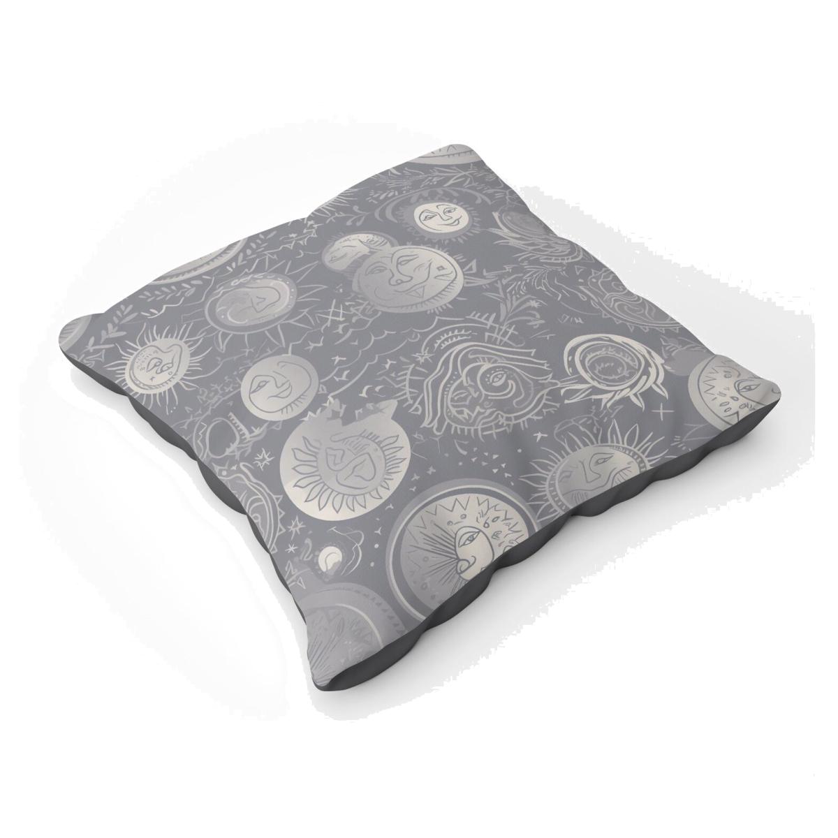 Sun and Moon in Grey Floor Cushion - Grey