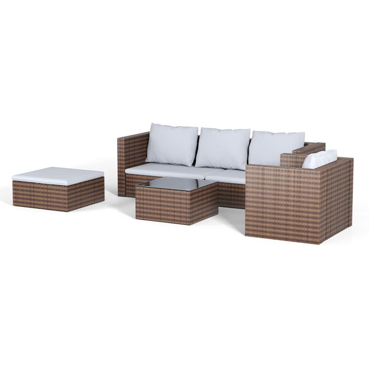 5 Piece Patio Lounge Set With Cushions - Brown / 212*70*65cm, 70*60*63cm, 80*70*65cm – image 15