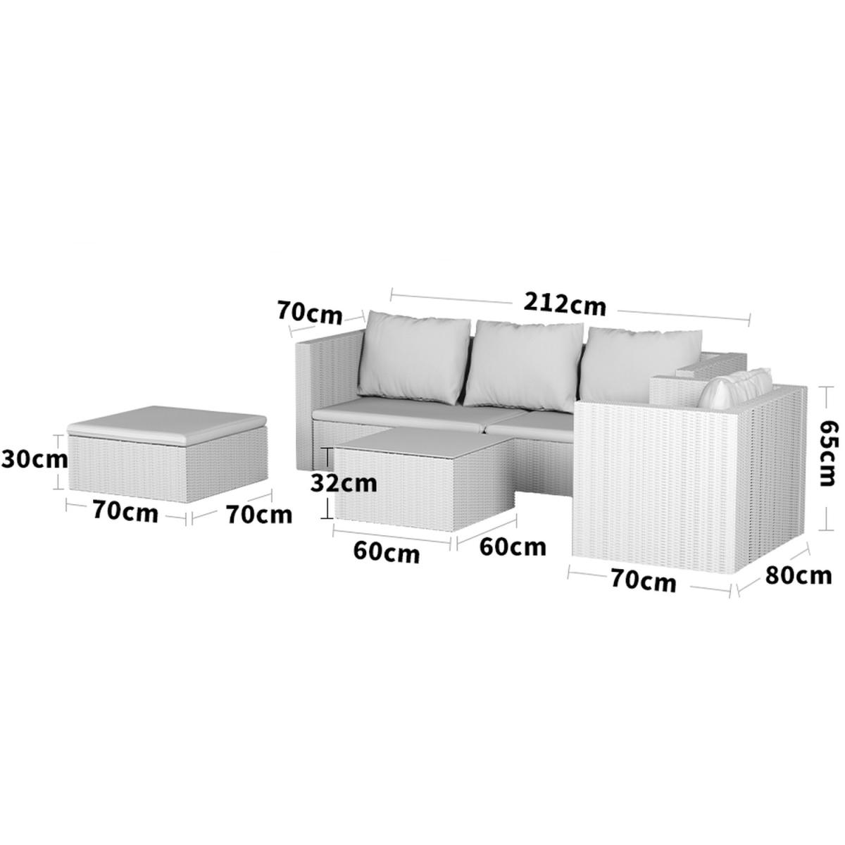5 Piece Patio Lounge Set With Cushions - Brown / 212*70*65cm, 70*60*63cm, 80*70*65cm – image 19