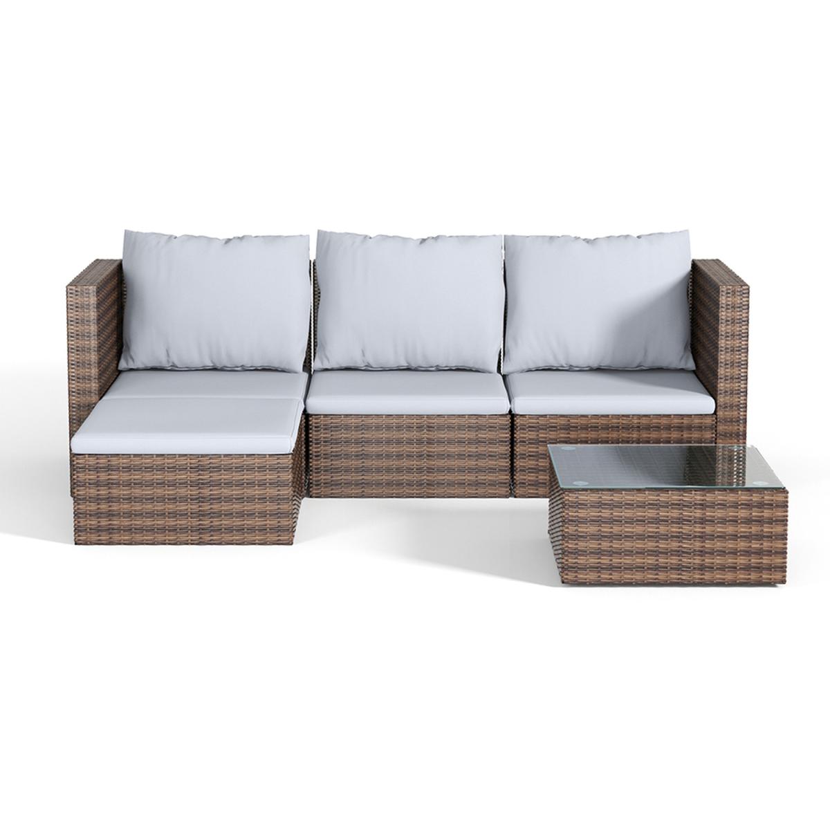 5 Piece Patio Lounge Set With Cushions - Brown / 212*70*65cm, 70*60*63cm, 80*70*65cm – image 20