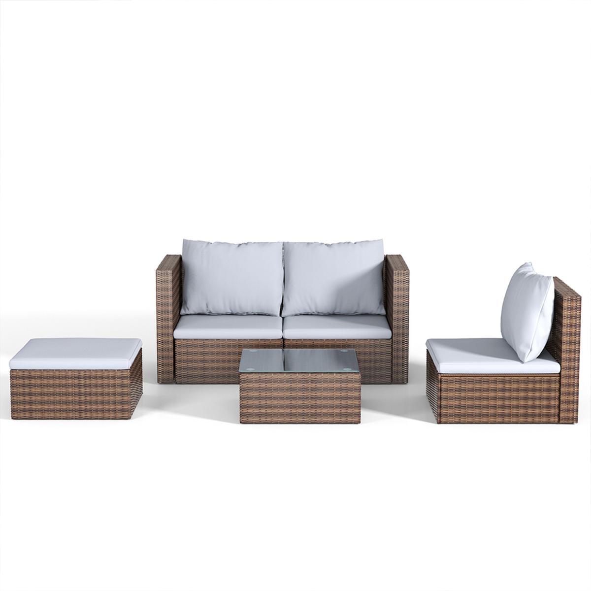 5 Piece Patio Lounge Set With Cushions - Brown / 212*70*65cm, 70*60*63cm, 80*70*65cm – image 21