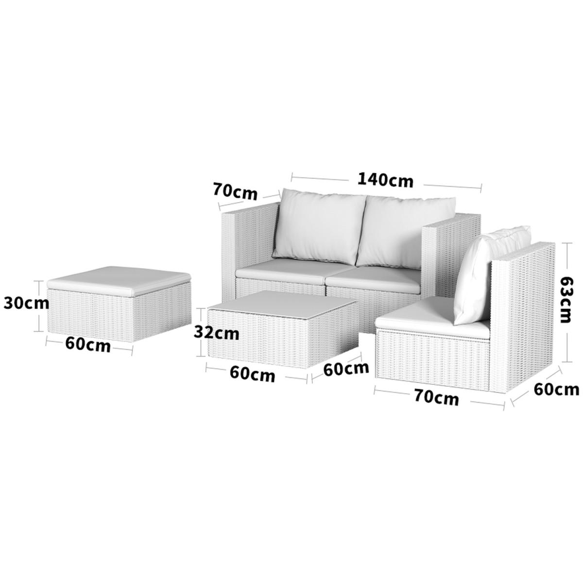 5 Piece Patio Lounge Set With Cushions - Brown / 212*70*65cm, 70*60*63cm, 80*70*65cm – image 7