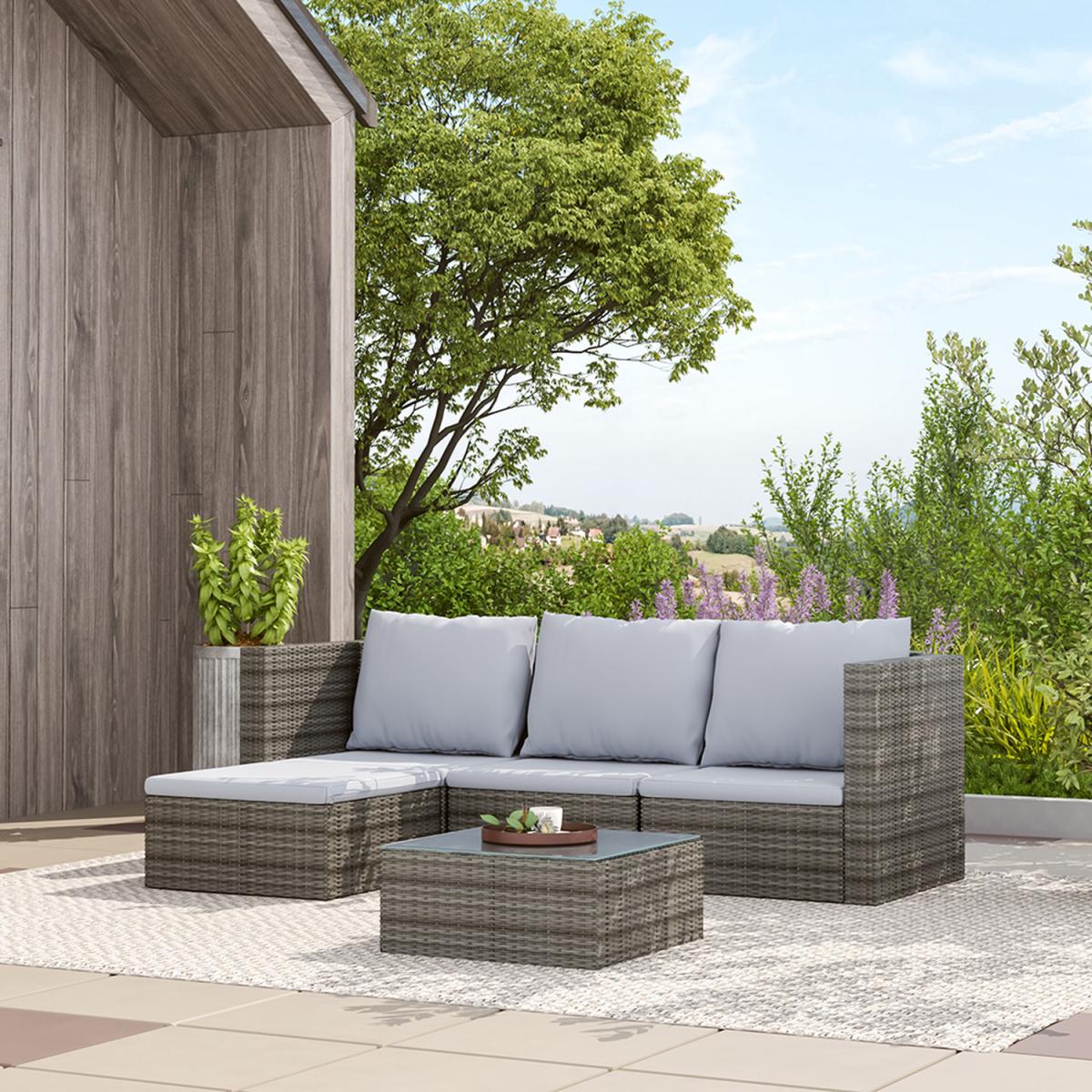 5 Piece Patio Lounge Set With Cushions - Brown / 212*70*65cm, 70*60*63cm, 80*70*65cm – image 10