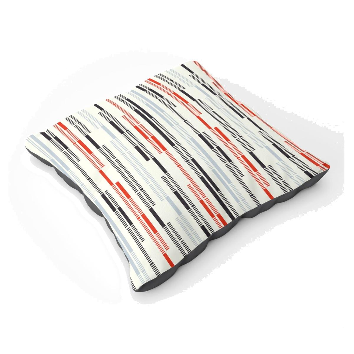Dashed Stroke Pattern Floor Cushion - Red