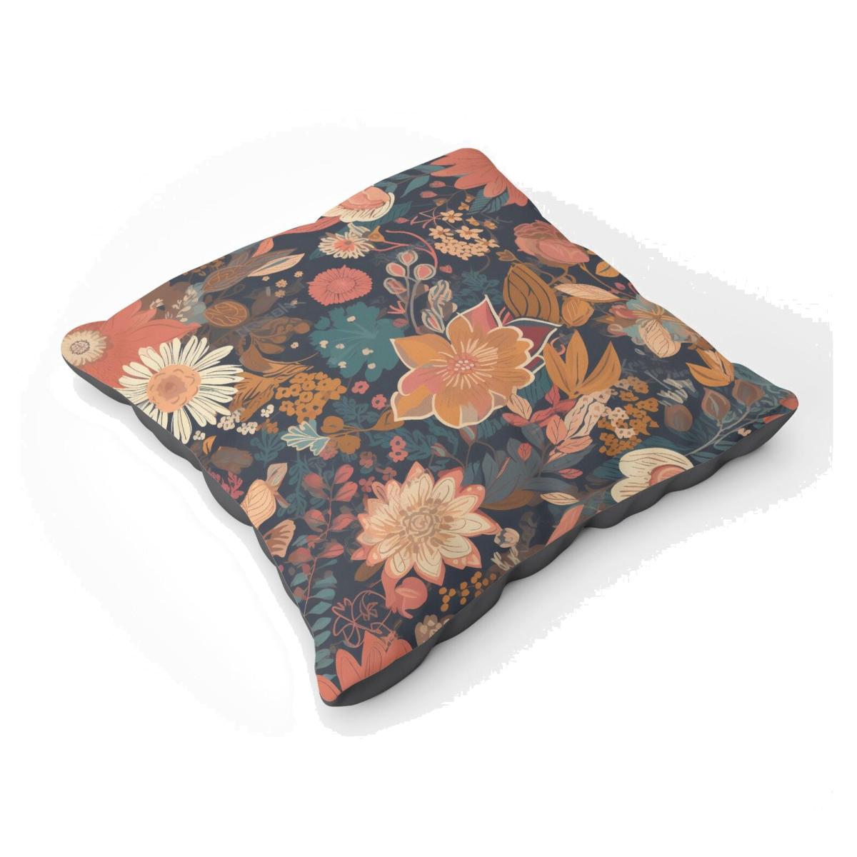 Boho Chic Flower Floor Cushion - Orange