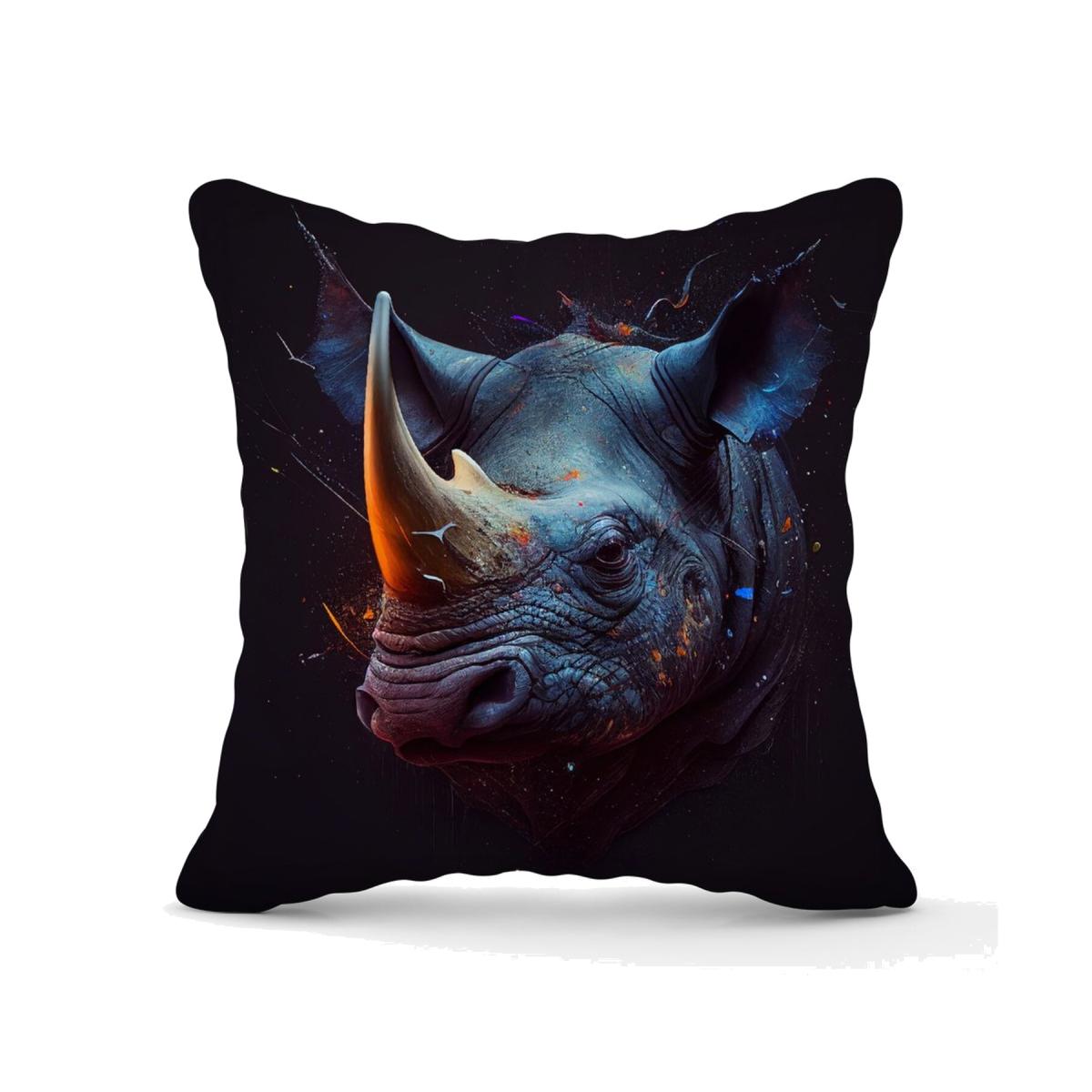 Rhino Face Splashart Cushion - Grey / 45cm