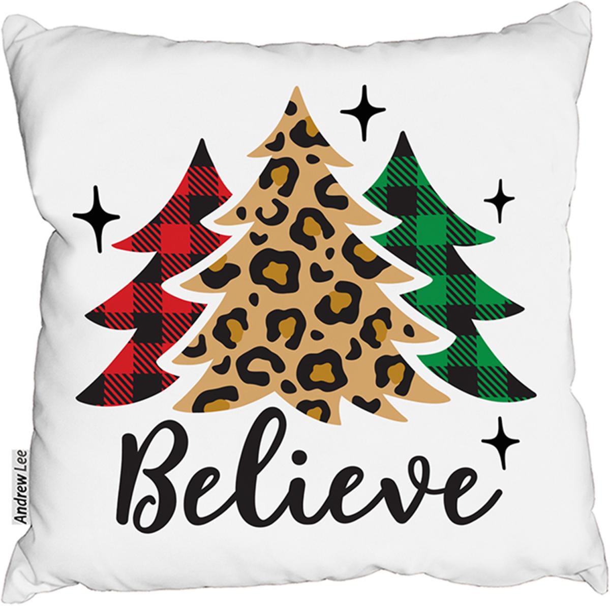 Christmas Trees With Leopard Print Outdoor Comfy Cushion - Brown / 60cm – image 2