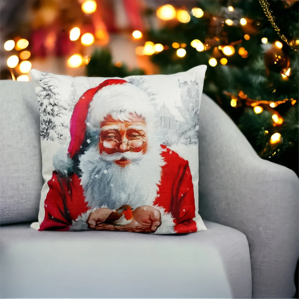 Christmas Themed Cushion Santa - White and Red – image 2
