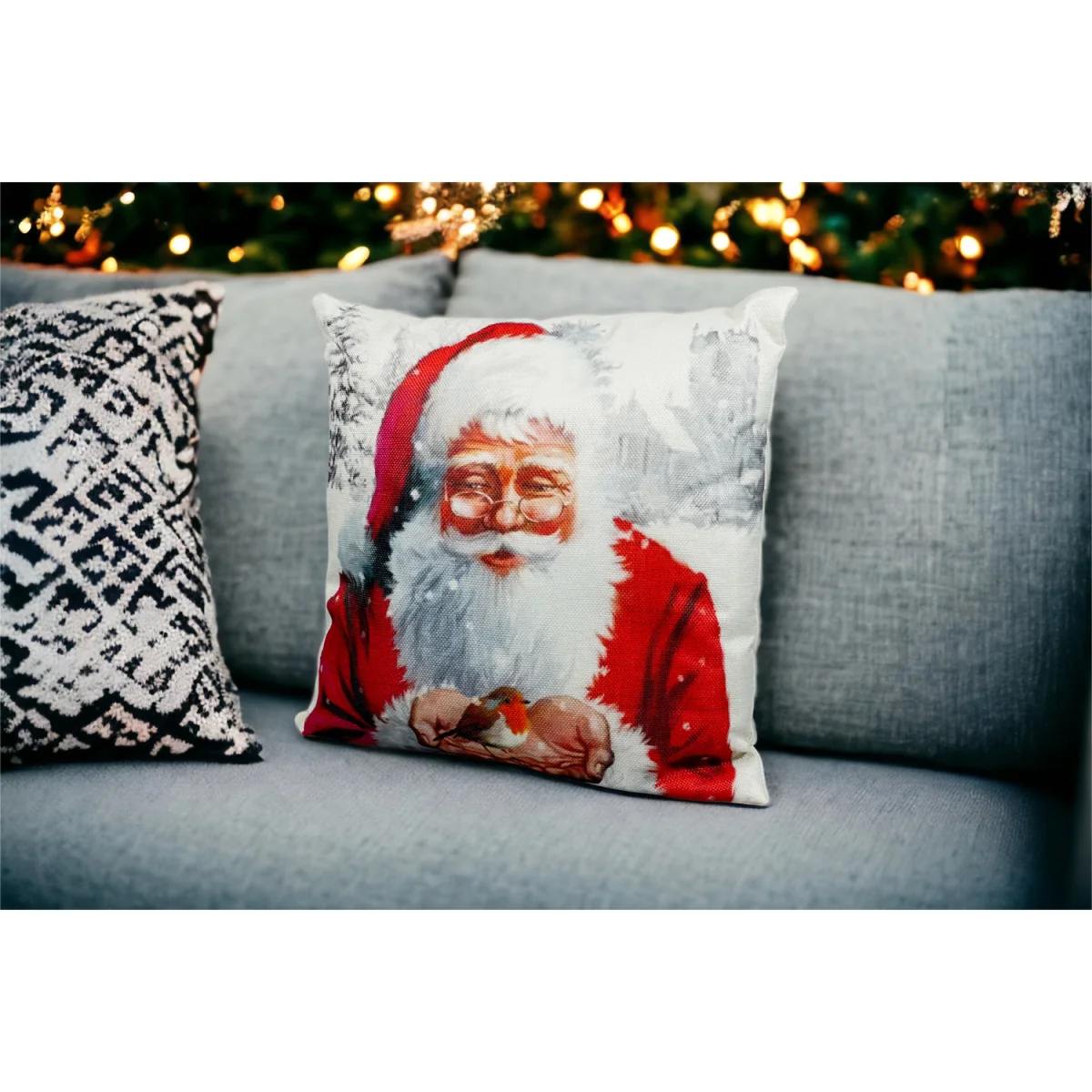 Christmas Themed Cushion Santa - White and Red – image 4