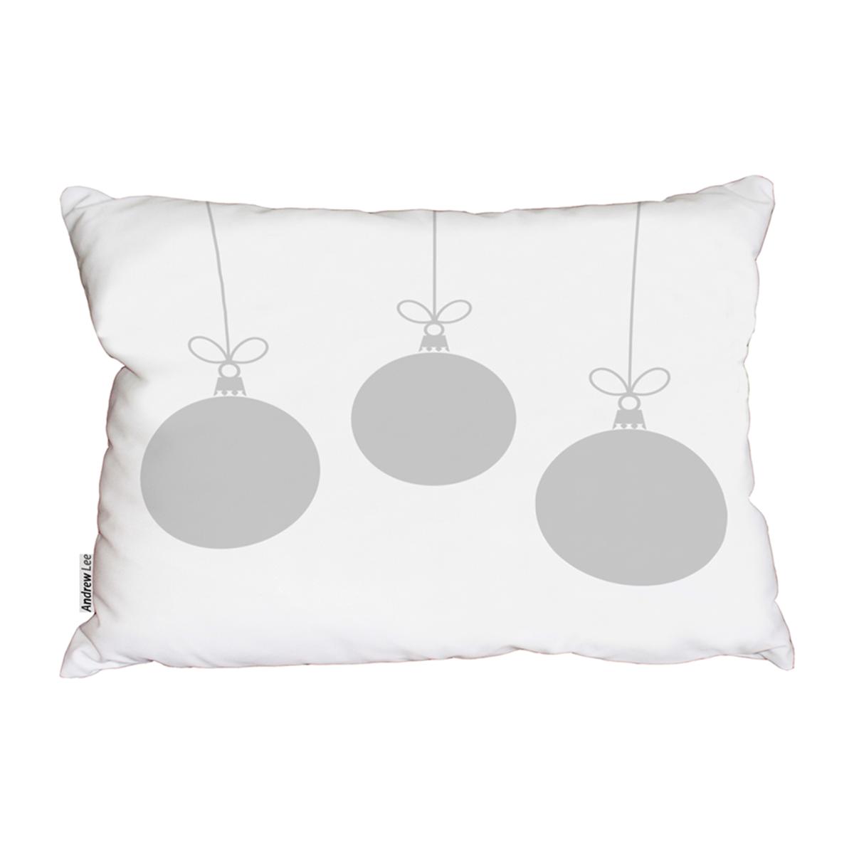 Three Hanging Christmas Baubles Outdoor Comfy Cushion - White
