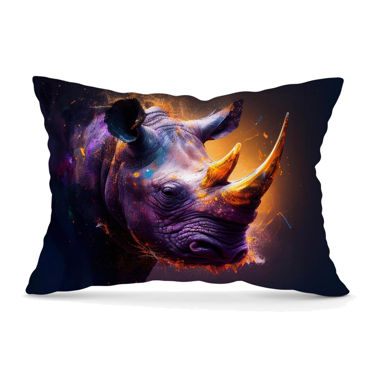 Golden Rhino Face Splashart Cushion - Grey / 33cm