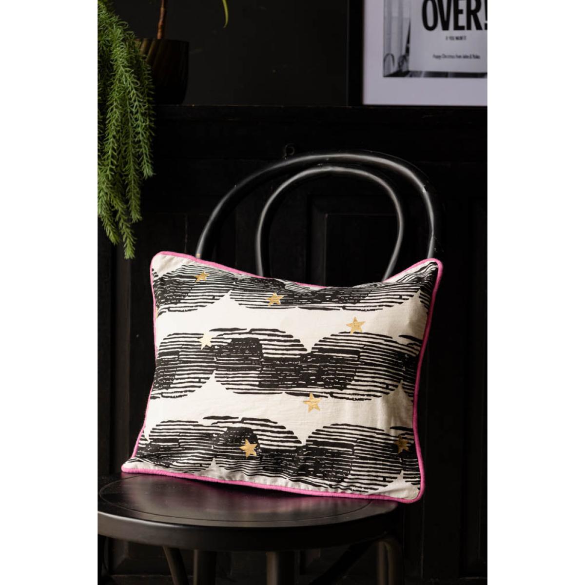 Hot Pink & Gold Star Print Reversible Cushion – image 2