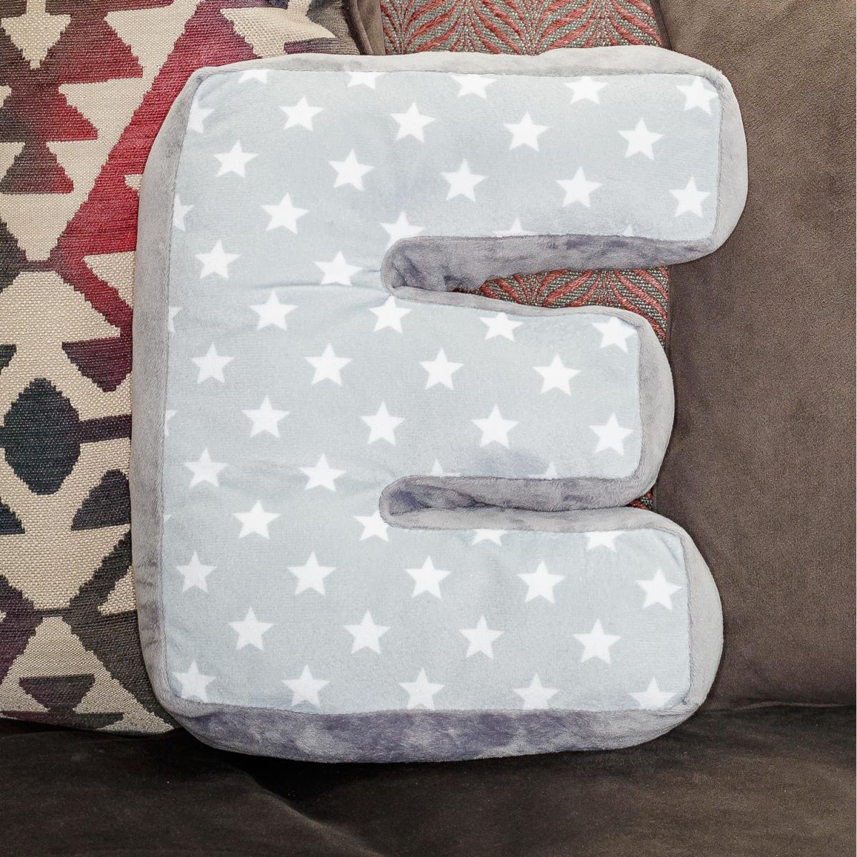 Letter Cushion E - Grey/White – image 1
