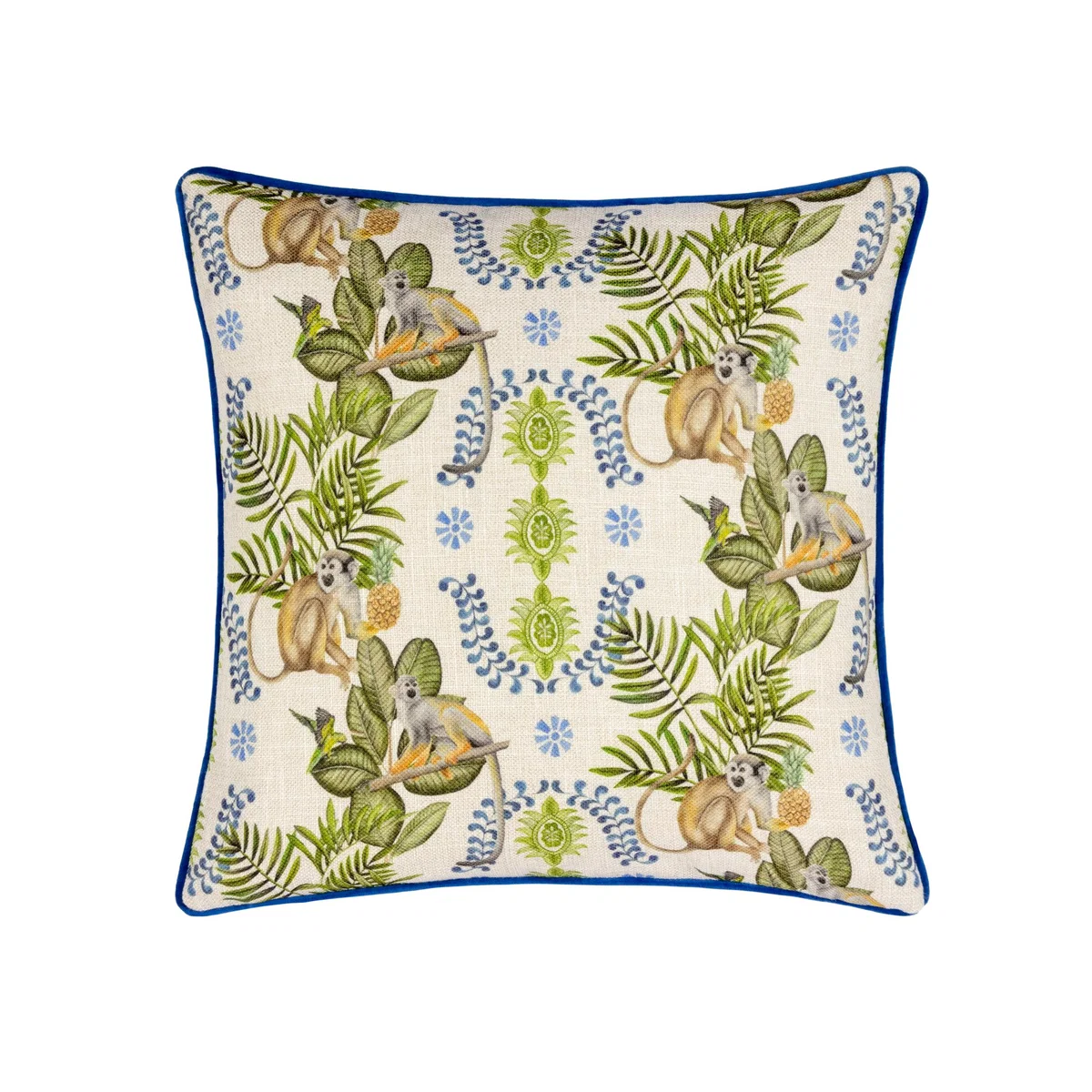 Valera Lagos Monkey Tropical Cushion - Multicolour / 80 Feather 20 Polyester / 80 Polyester 20 Feather