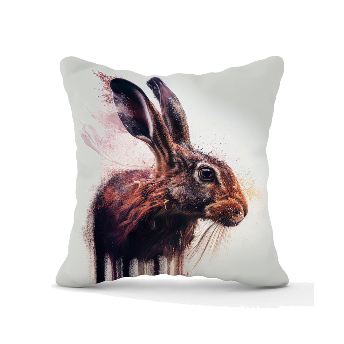 Hare Face Splashart Outdoor Cushion - Brown / 45cm