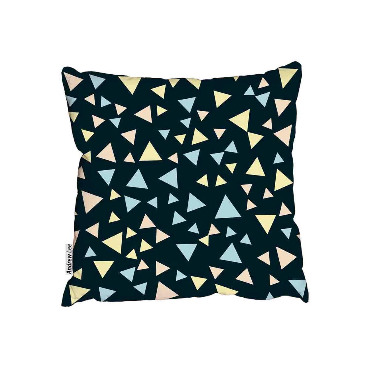 Geometric Pattern With Different Color Triangles Cushion - Black / 45cm – image 2