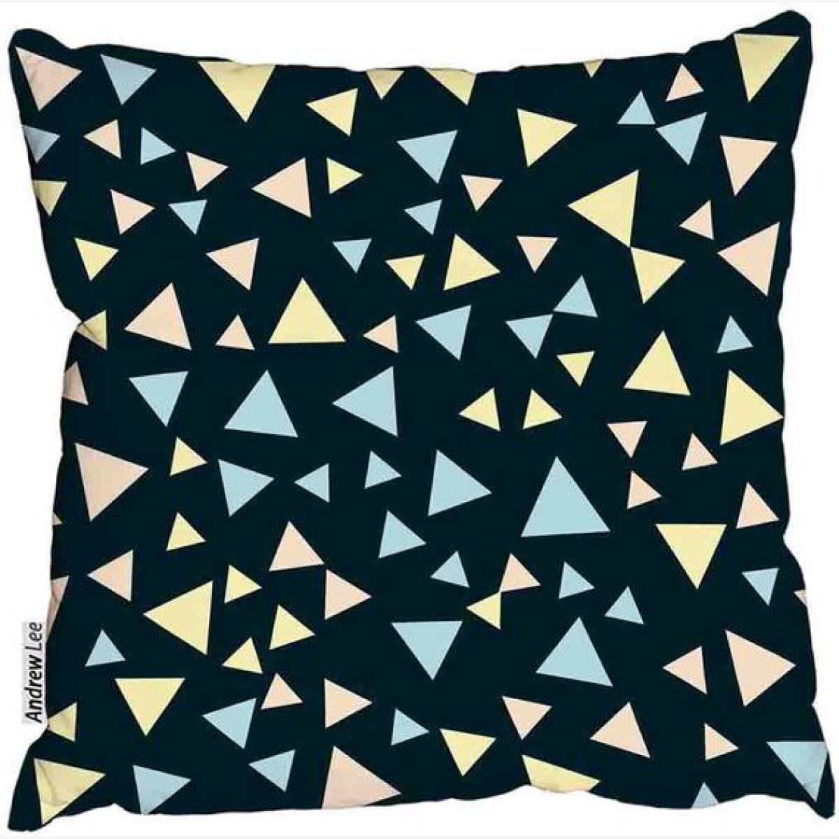 Geometric Pattern With Different Color Triangles Cushion - Black / 45cm – image 1