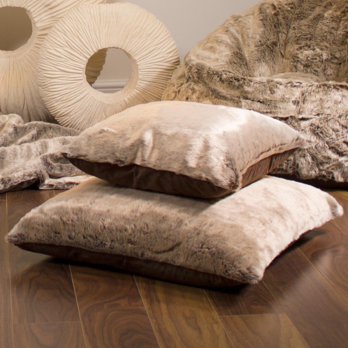 Faux Fur Decorative Cushion 2 Pack - Brown