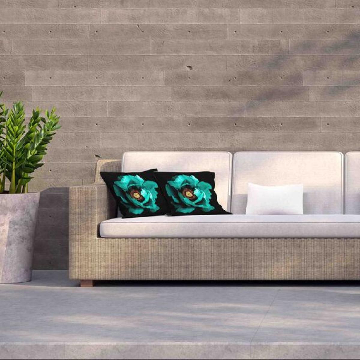 Cyan Peony Flower Outdoor Cushion - Green / 45cm – image 1