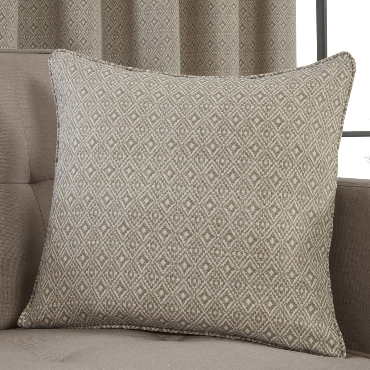 Aztec Linen Patterned Pre Filled Cushion - Linen – image 1