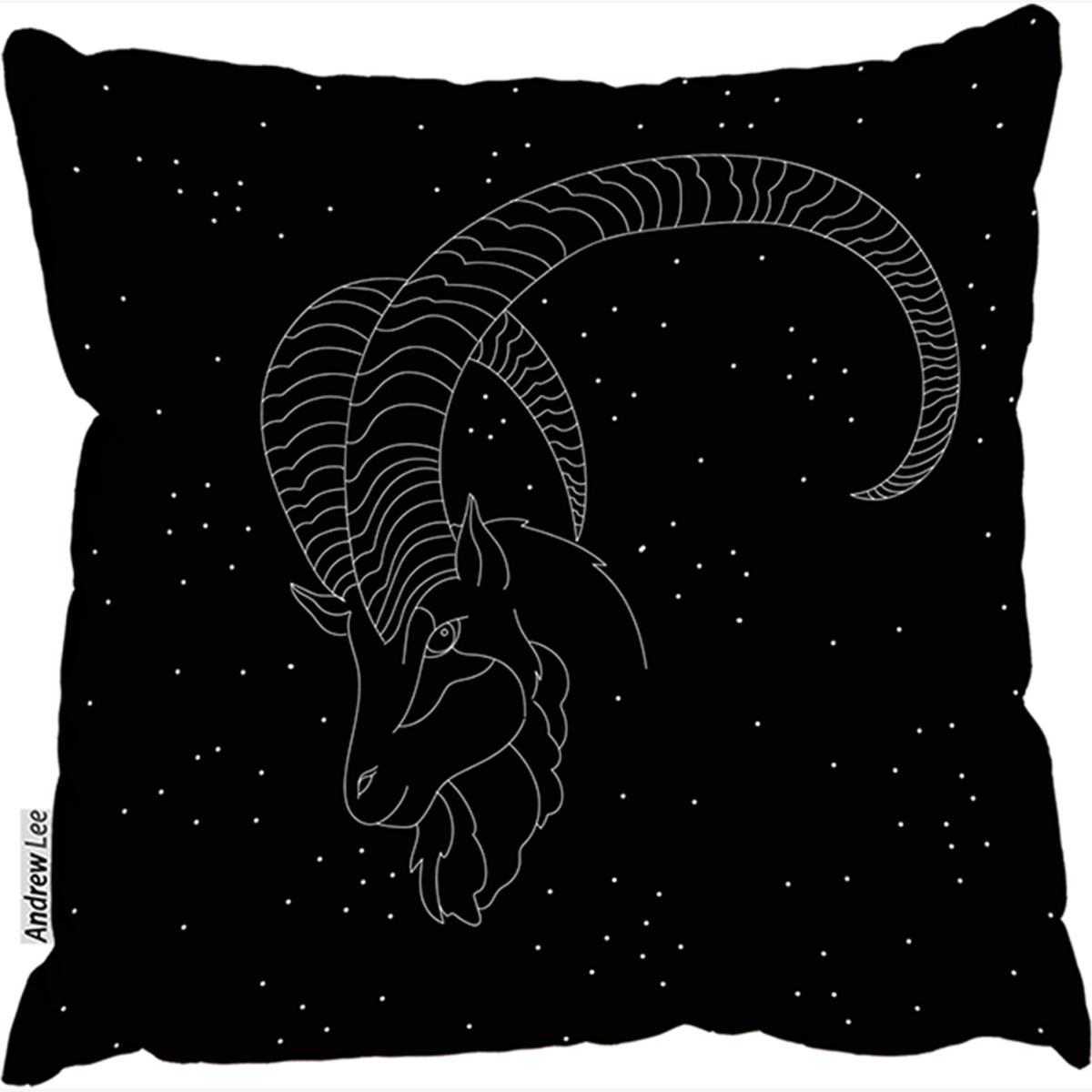 Capricorn Zodiac Sign Outdoor Comfy Cushion - Black / 60cm – image 1