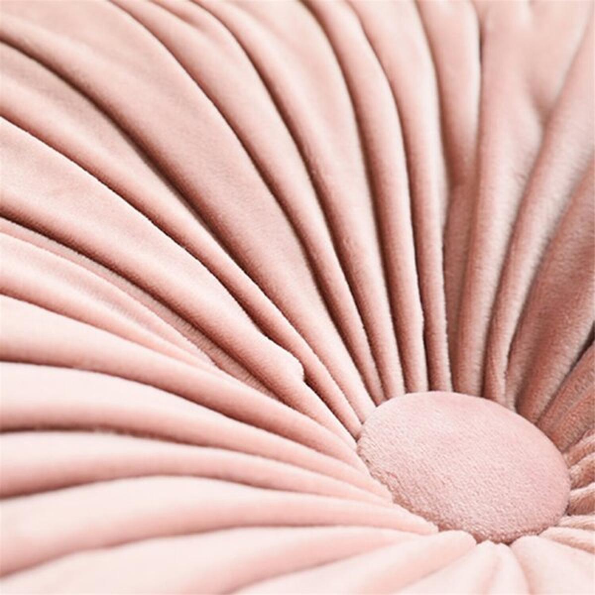 Round Pleated Pumpkin Velvet Cushion - Pink / 45cm – image 3