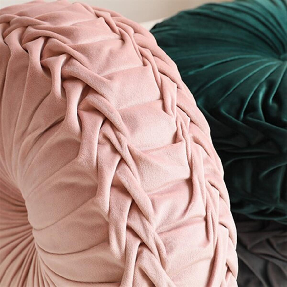 Round Pleated Pumpkin Velvet Cushion - Pink / 45cm – image 4