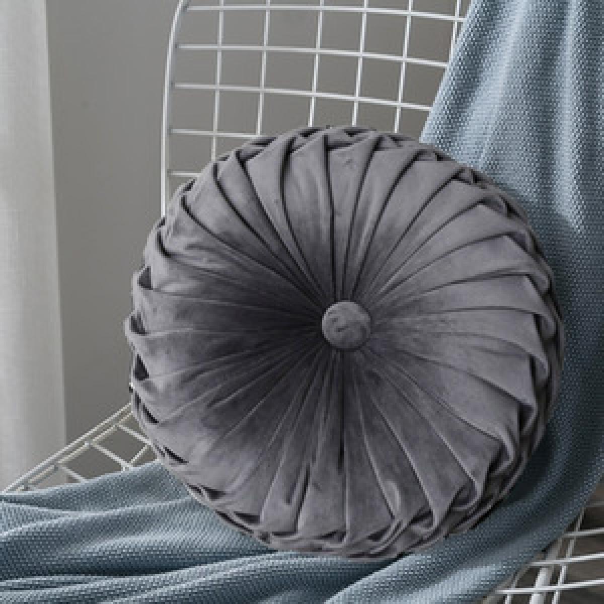 Round Pleated Pumpkin Velvet Cushion - Pink / 45cm – image 5
