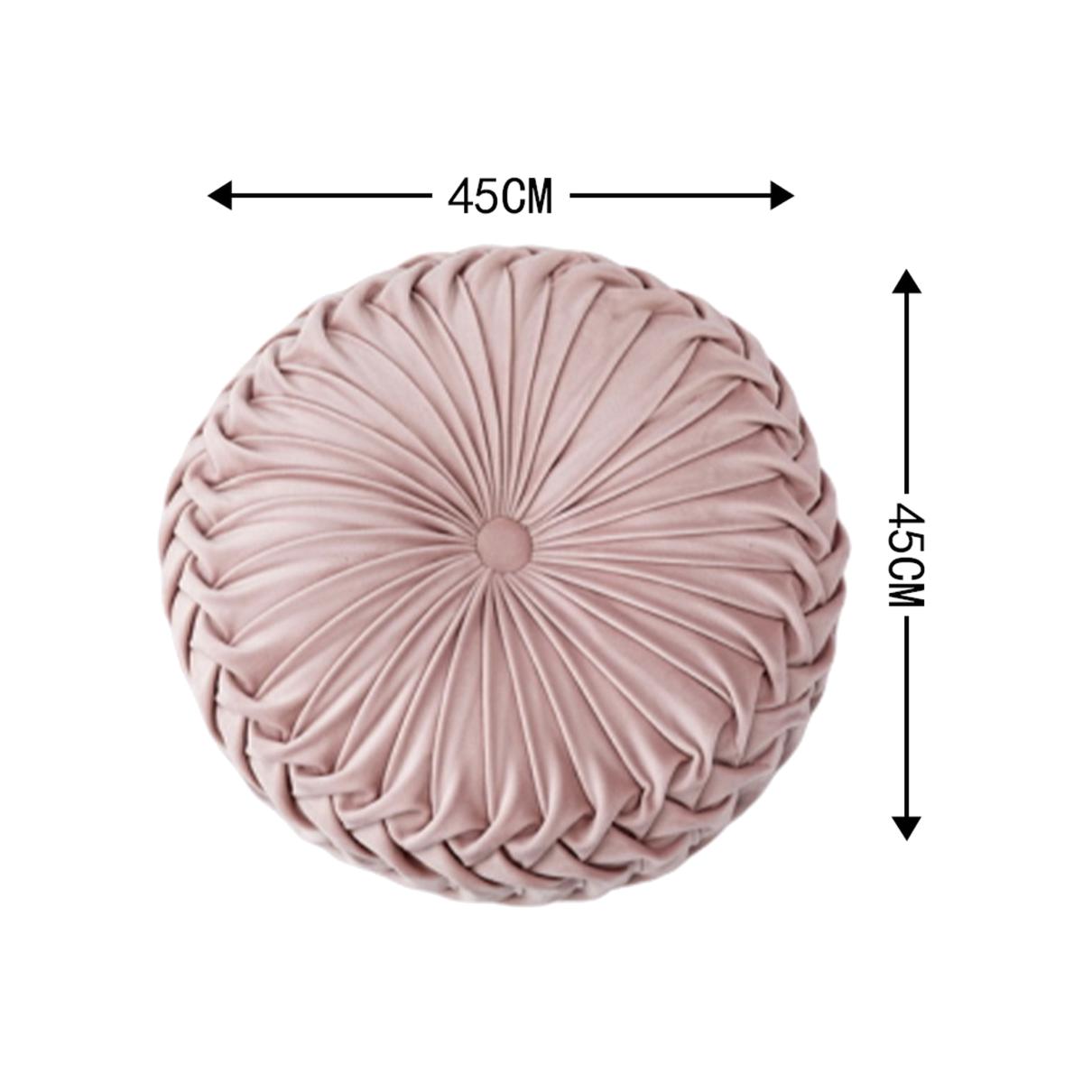 Round Pleated Pumpkin Velvet Cushion - Pink / 45cm – image 1