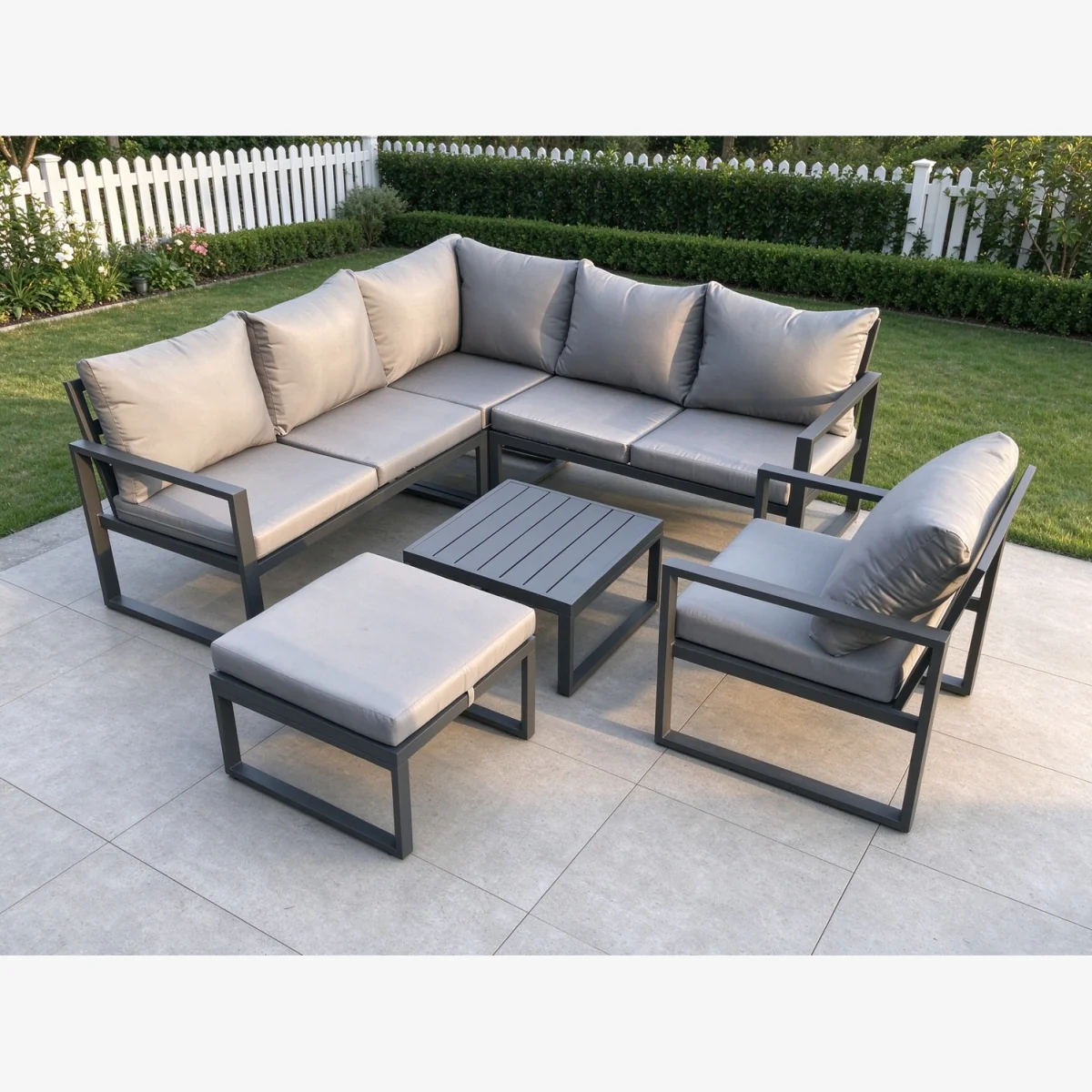 7-Seater Aluminium Outdoor Garden Furniture Set Cushions