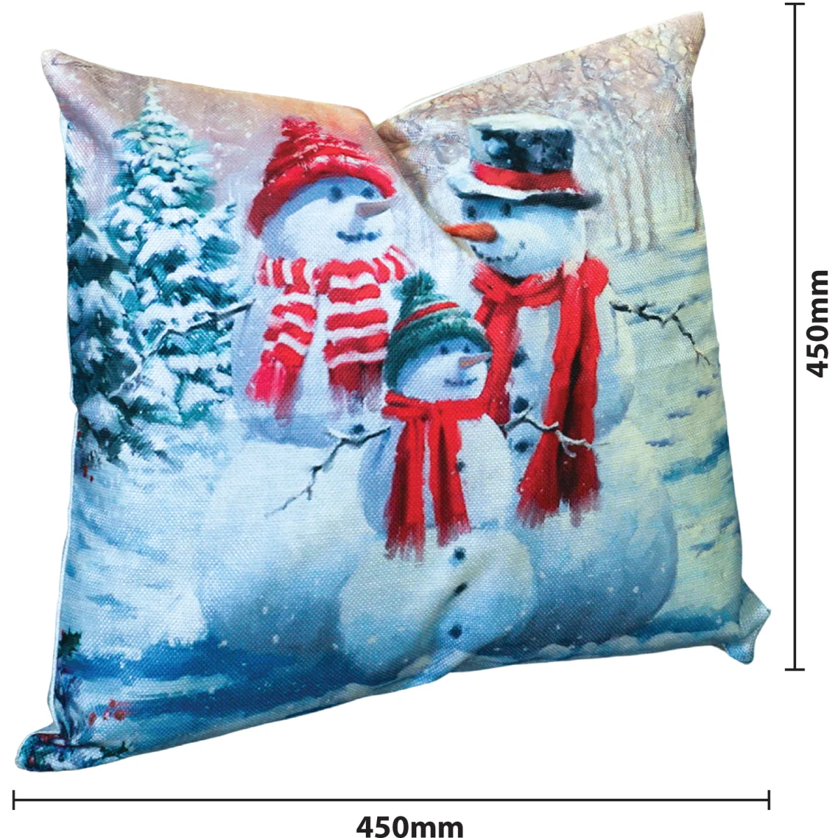 Christmas Themed Cushion Snowman Family - White and Red – image 3