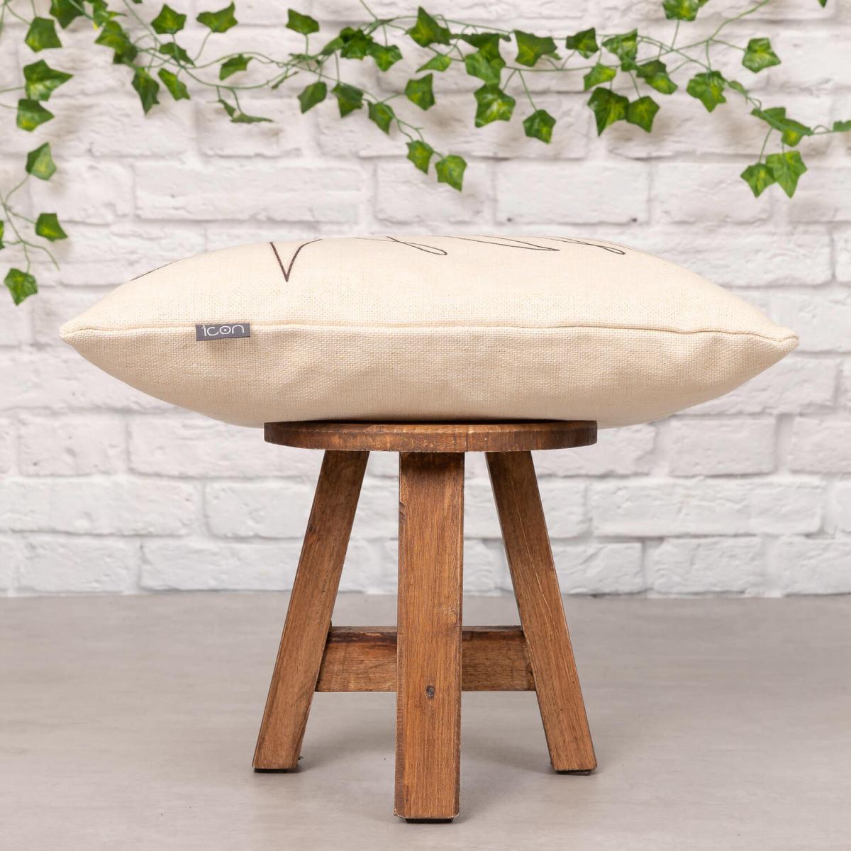 Textured Linear Leaf Outdoor Cushion - Cream – image 2