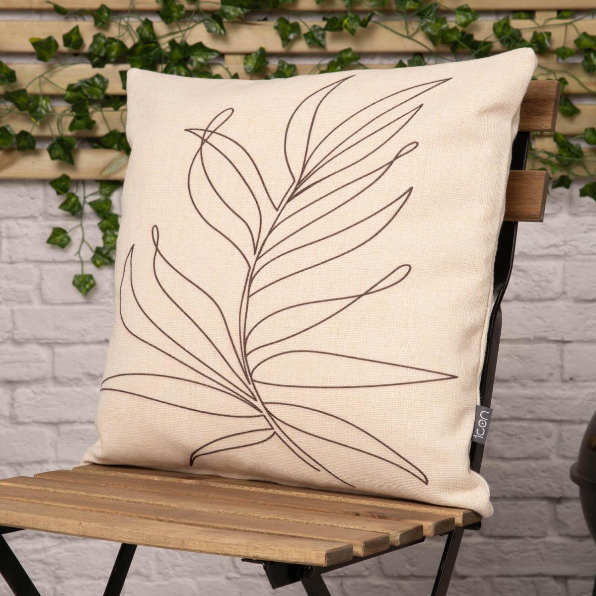 Textured Linear Leaf Outdoor Cushion - Cream – image 3