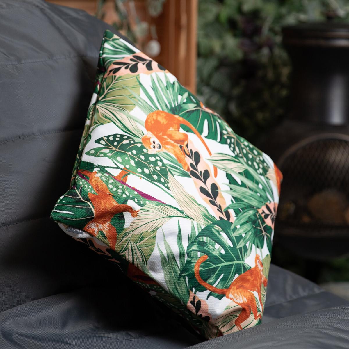 Monkey Print Outdoor Cushion (Set of 2) - White – image 3