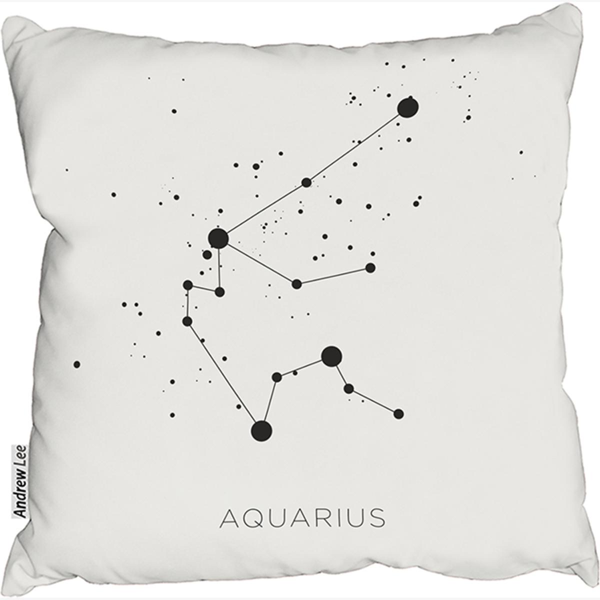 Star Constellation Zodiac Aquarius Stylish Cushion - White / 60cm