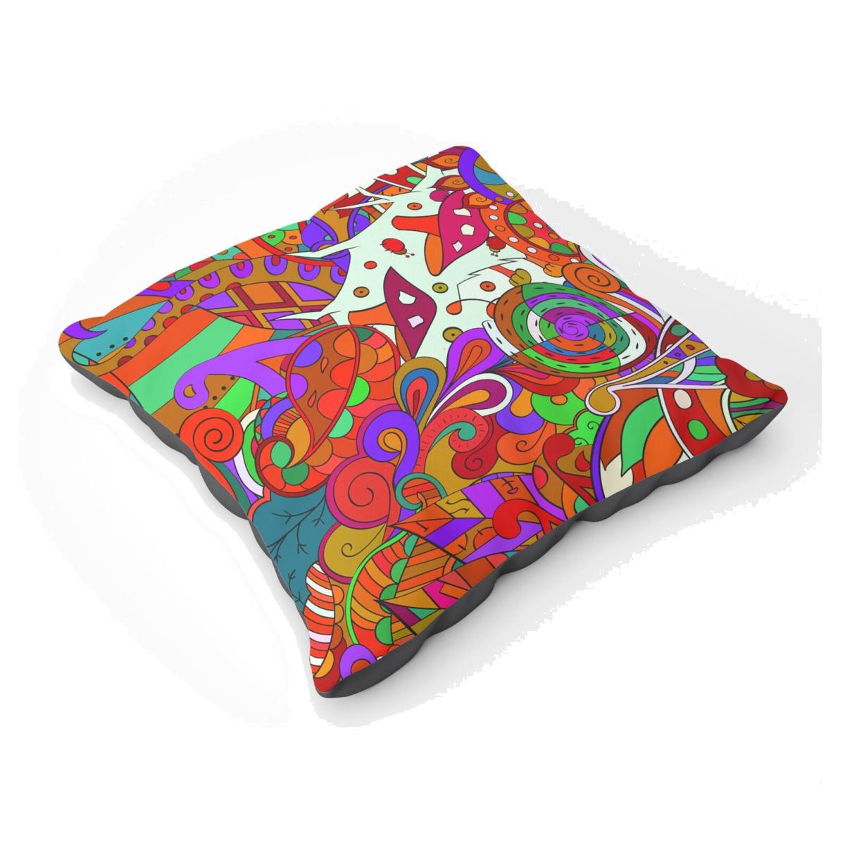 Mehndi Design Floor Cushion - Red
